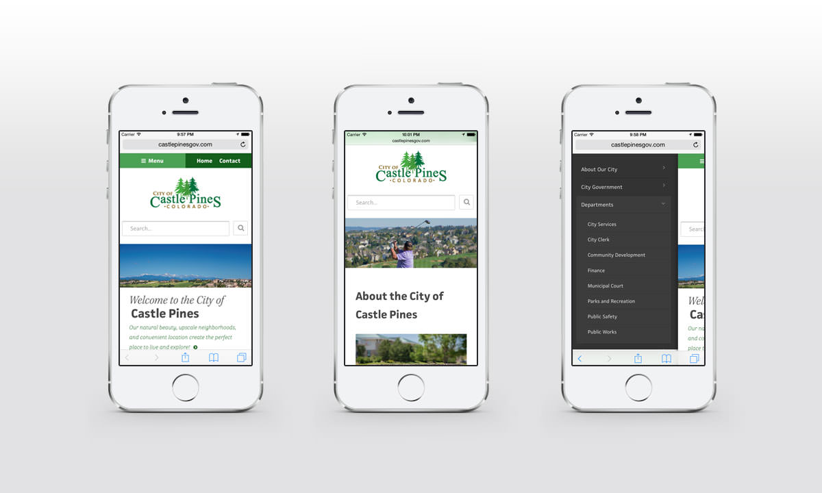 New Mobile Website Screenshots - City of Castle Pines