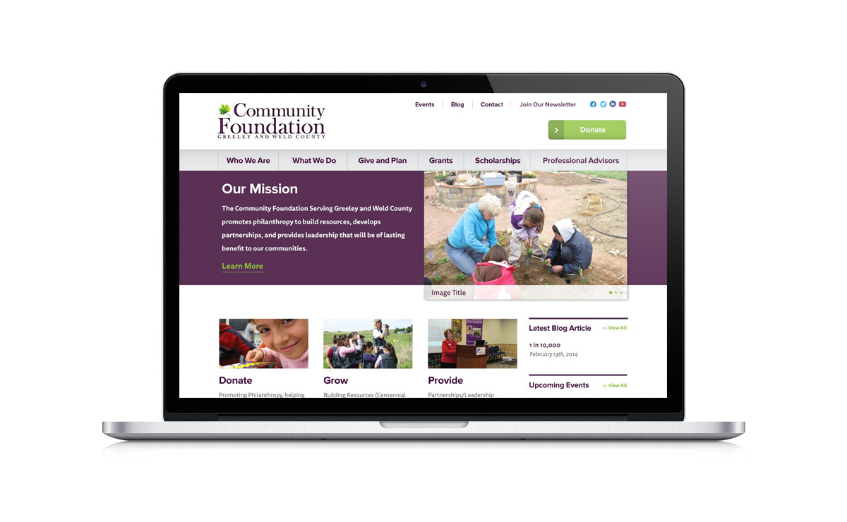 New Desktop Website Screenshot - The Community Foundation Serving Greeley and Weld County