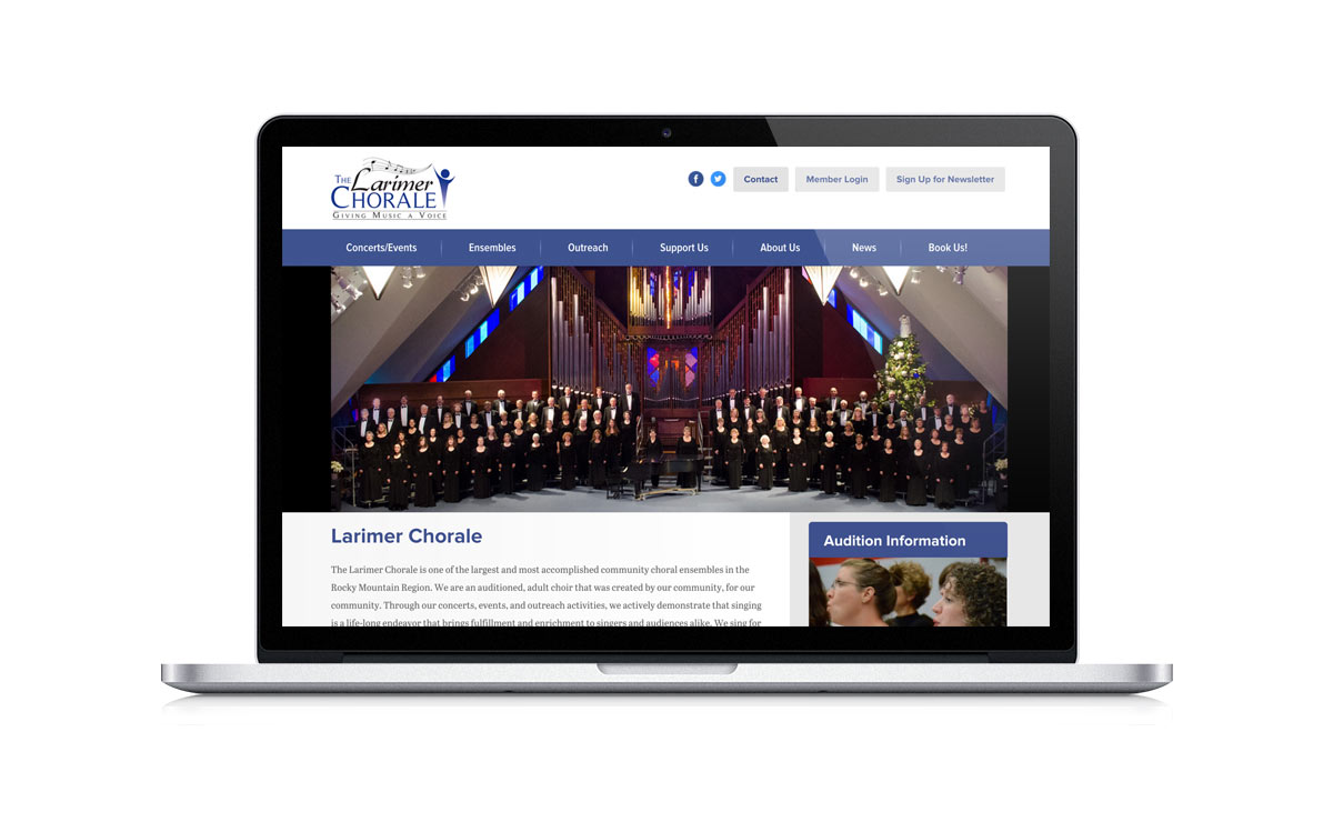 New Desktop Website Screenshot - The Larimer Chorale