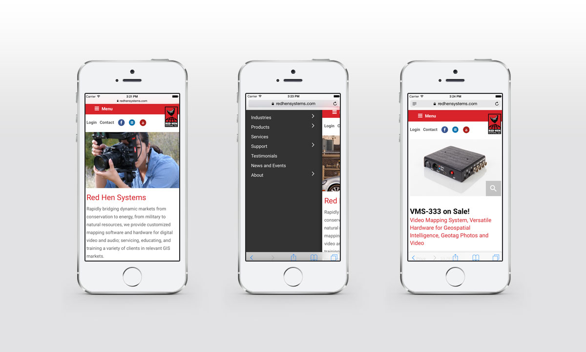 New Mobile Website Screenshots - Red Hen Systems
