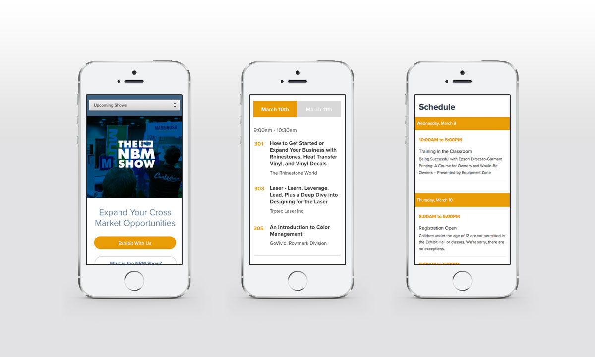 New Mobile Website Screenshots - The NBM SHOW